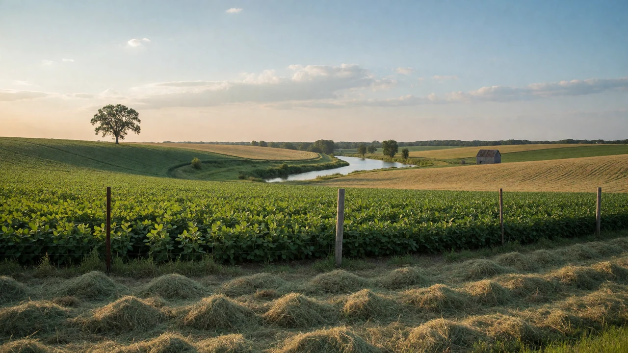 Missouri plains and river valley farmland at golden hour for Missouri farmers dating